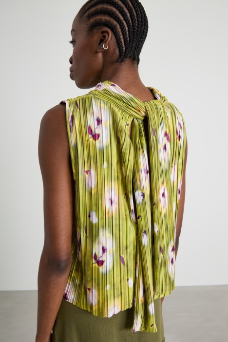 Top in jersey plissé