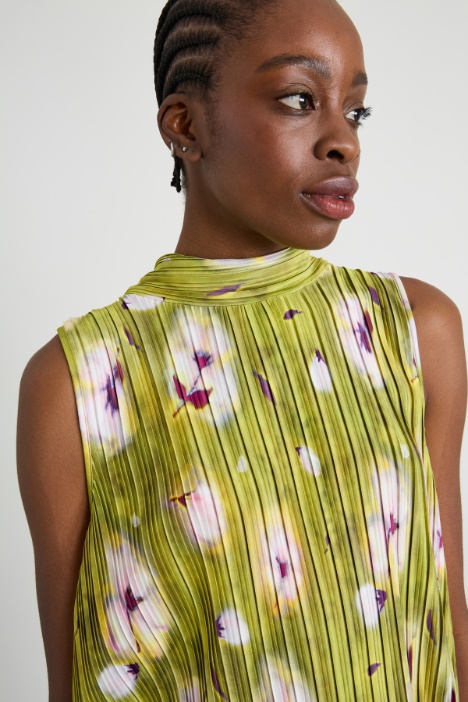 Top in jersey plissé