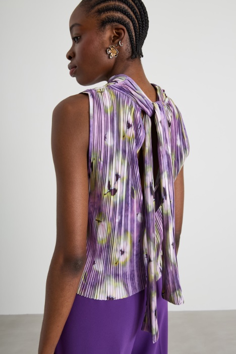 Top in jersey plissé