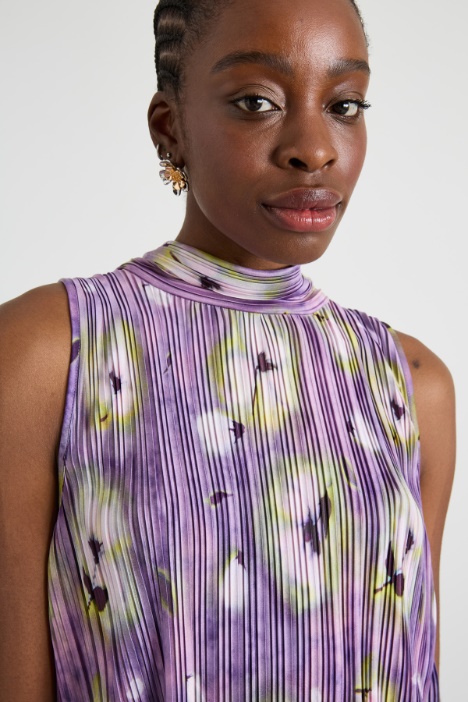 Top in jersey plissé