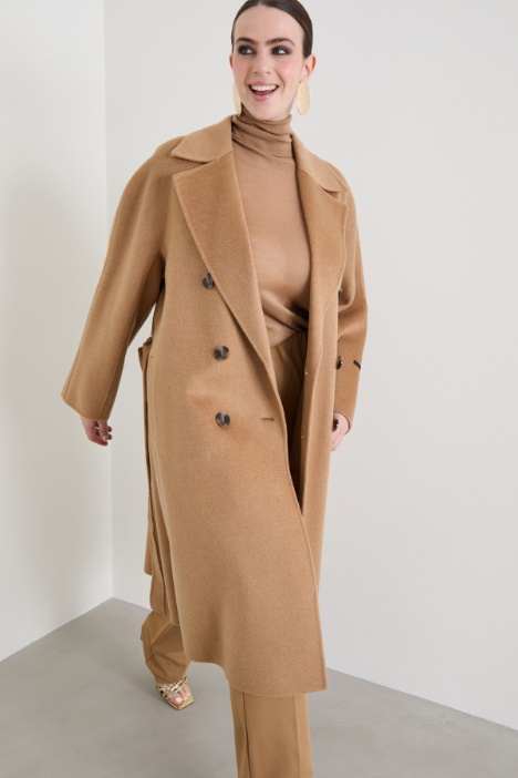 Cappotto in drap con cintura