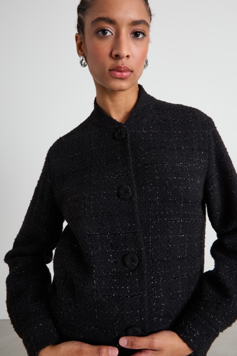 Bomber in tweed lamè