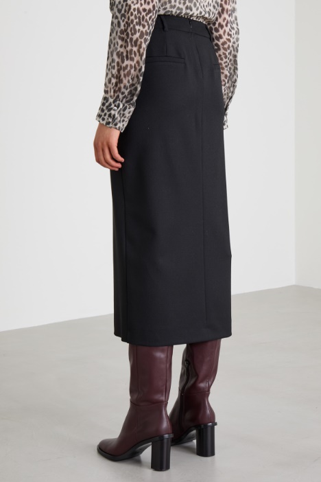 Gonna in gabardina con spacco