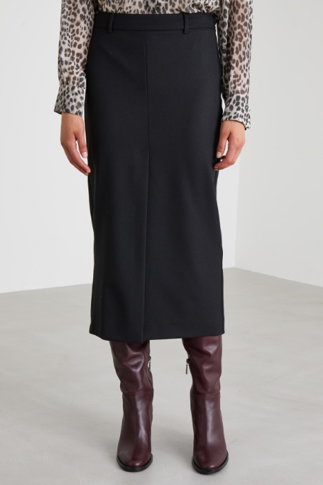 Gonna in gabardina con spacco