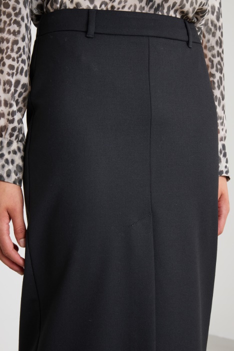 Gonna in gabardina con spacco