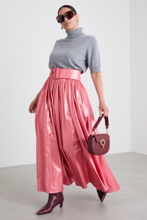 Laminated skirt with belt Intrend