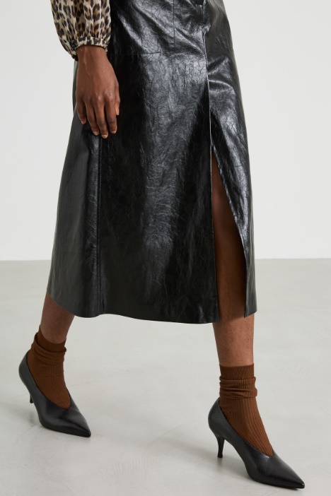 Falda de piel sintética de corte A