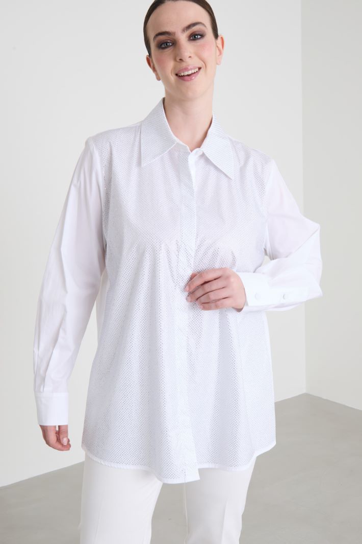Poplin shirt with rhinestones Intrend