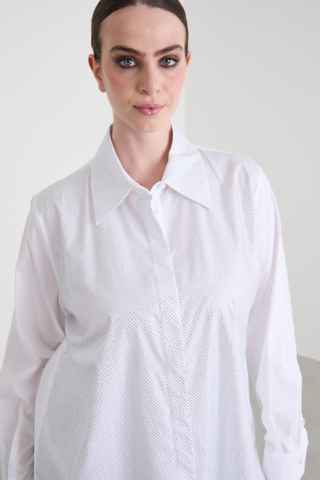 Camicia in popeline con strass