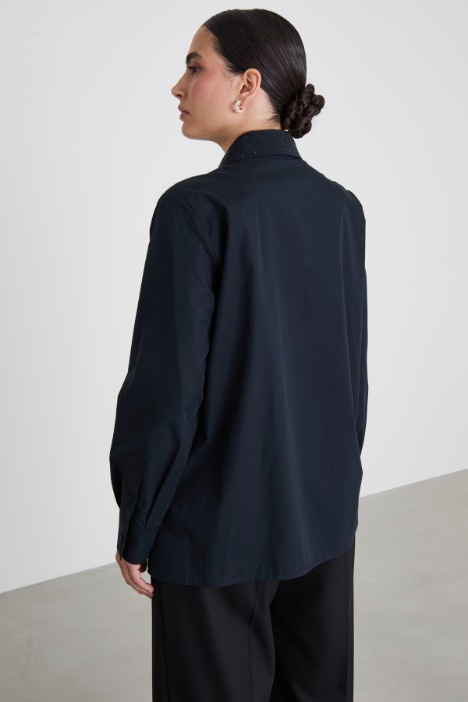 Camicia in popeline con strass