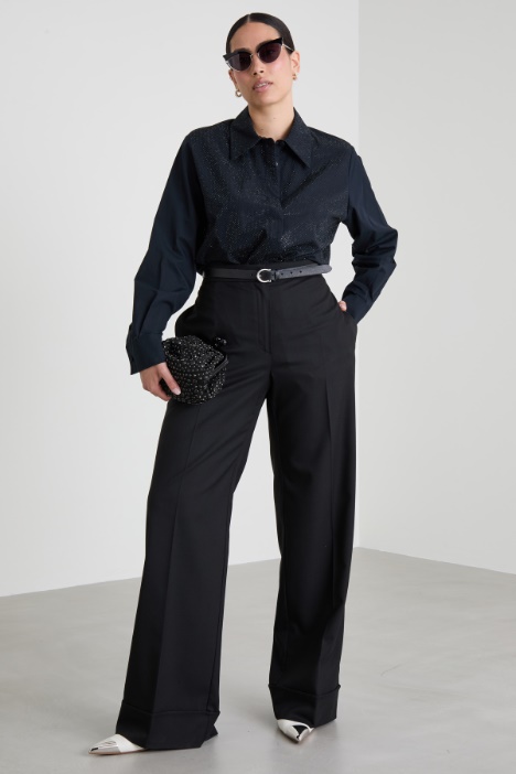Poplin shirt with rhinestones Intrend