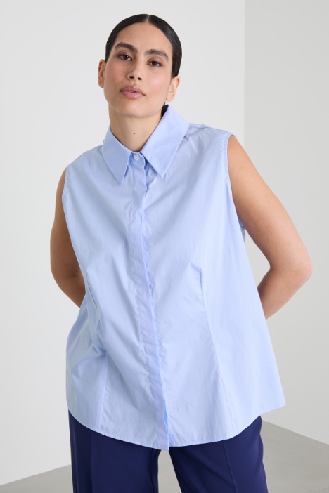 Sleeveless poplin shirt Intrend