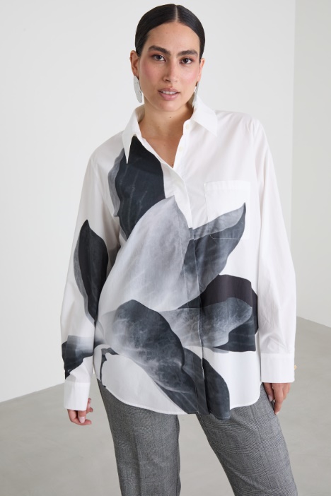 Print-adorned poplin shirt Intrend