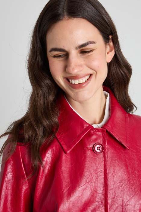 Giacca lunga in similpelle