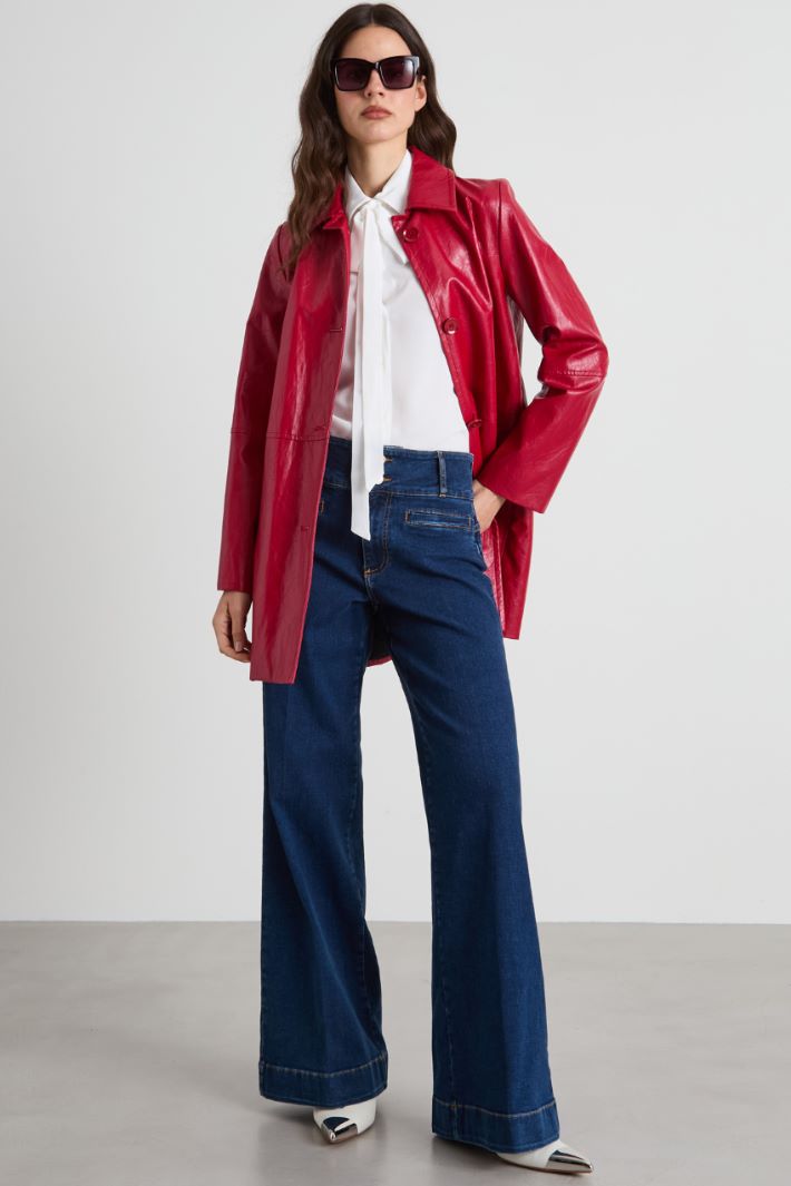 Long faux leather jacket Intrend - 3