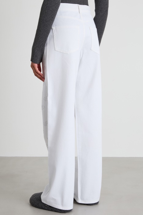 Pantaloni in bull con strass