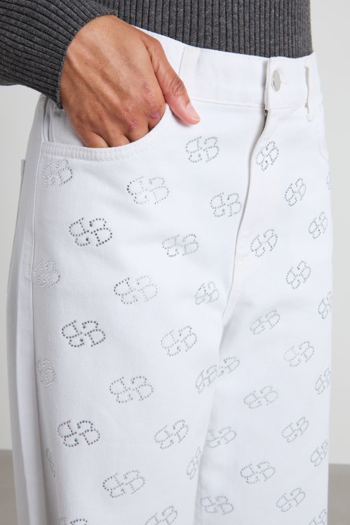 Pantaloni in bull con strass Intrend - 4