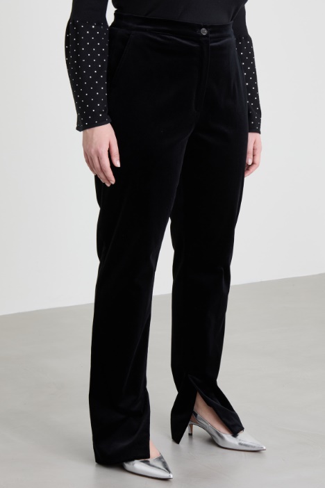 Pantaloni in velluto con spacchi
