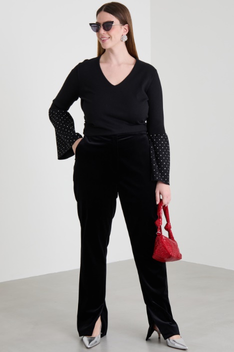 Pantaloni in velluto con spacchi Intrend