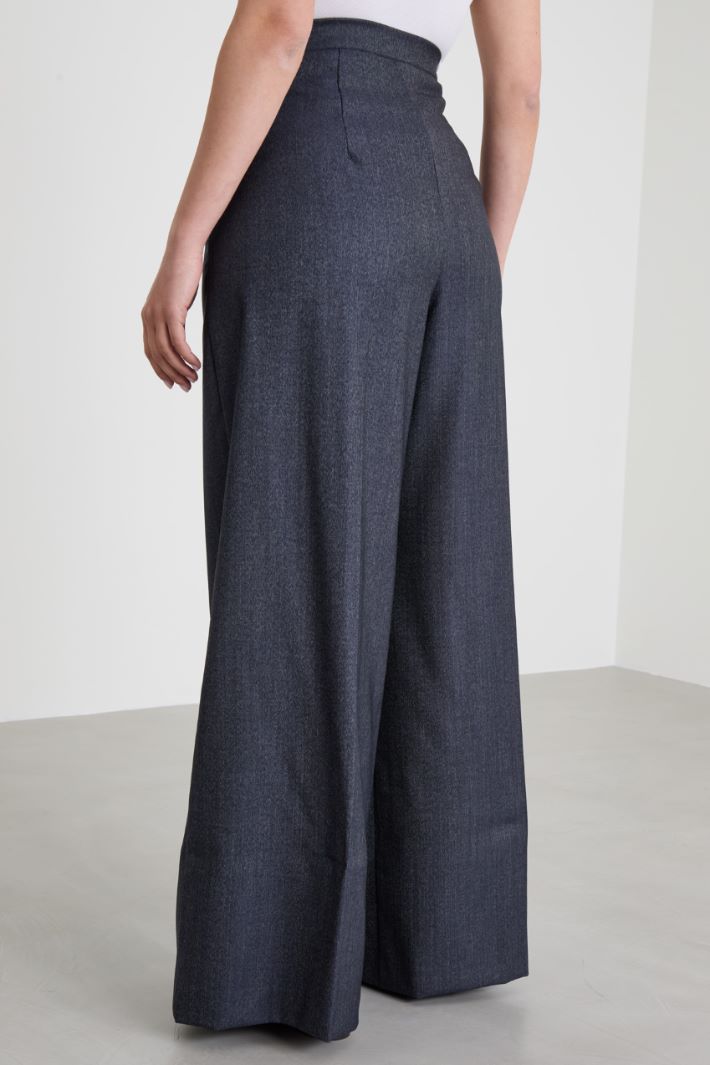 Denim effect trousers with buttons Intrend - 3