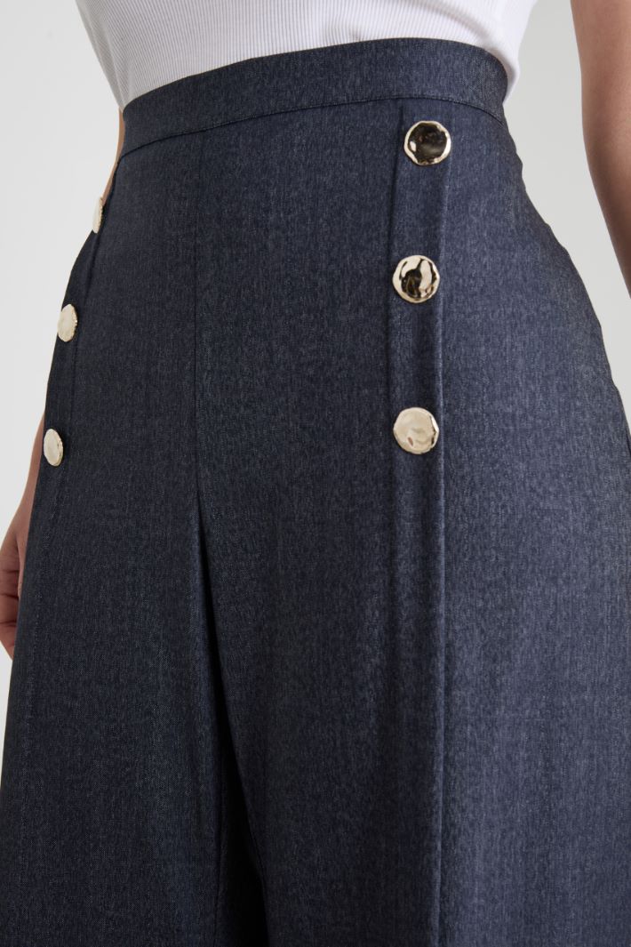 Denim effect trousers with buttons Intrend - 4