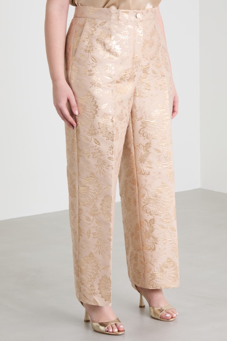 Pantaloni jacquard lamè