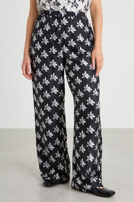 Pantaloni in twill di seta