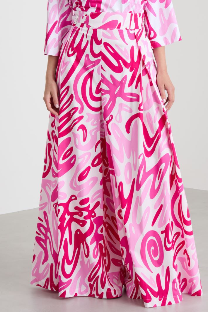 Wide leg trousers in printed poplin Intrend - 2