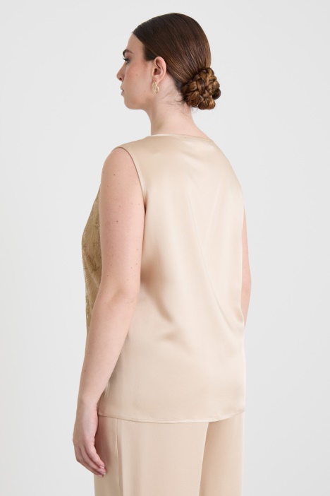 Top in tulle ricamato