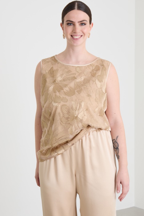 Top in tulle ricamato