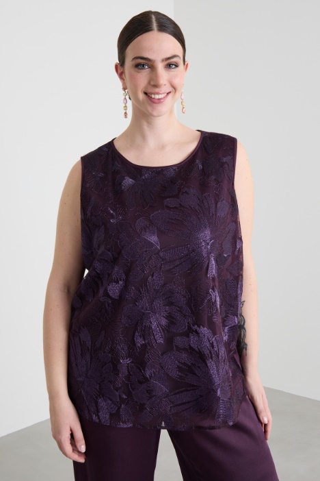 Embroidered tulle top Intrend