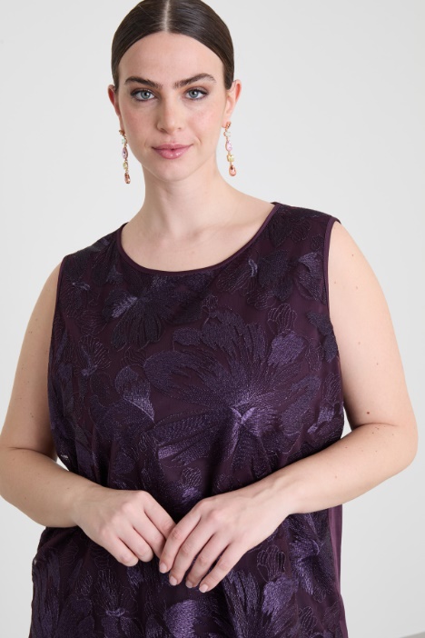 Top in tulle ricamato