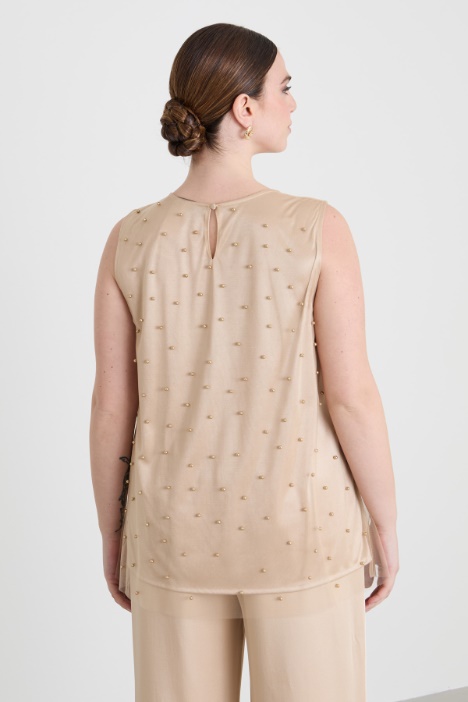 Top in tulle con perline