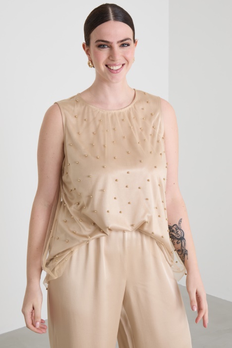 Tulle top with beads Intrend