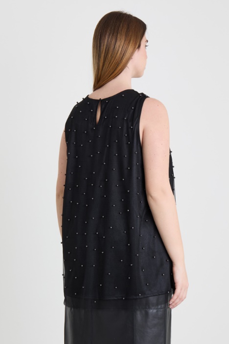 Top in tulle con perline