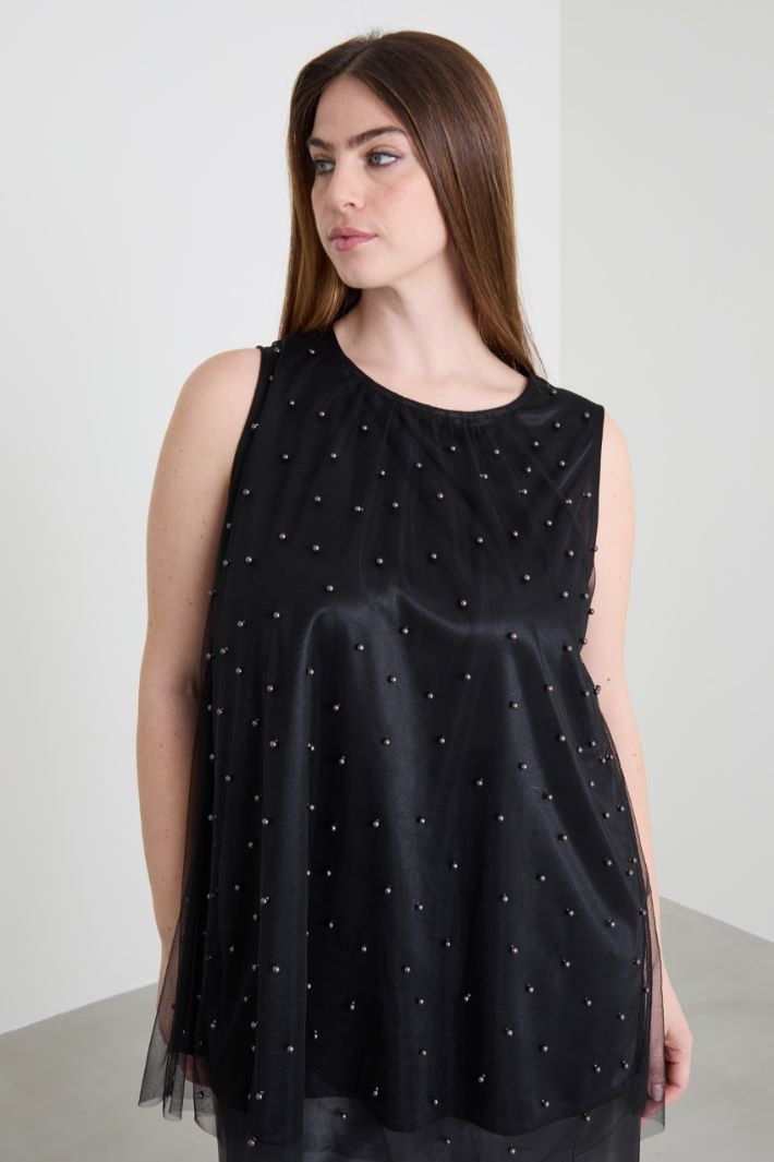 Tulle top with beads Intrend - 4