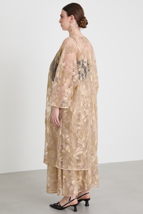 Spolverino in tulle ricamato