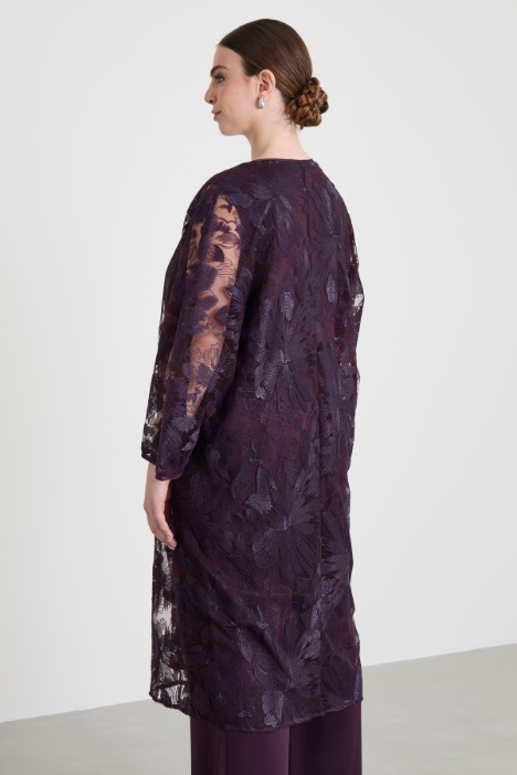 Spolverino in tulle ricamato