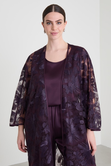 Spolverino in tulle ricamato