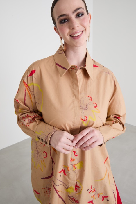 Camicia lunga in popeline