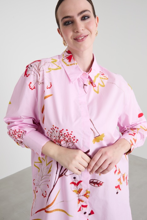 Camicia lunga in popeline