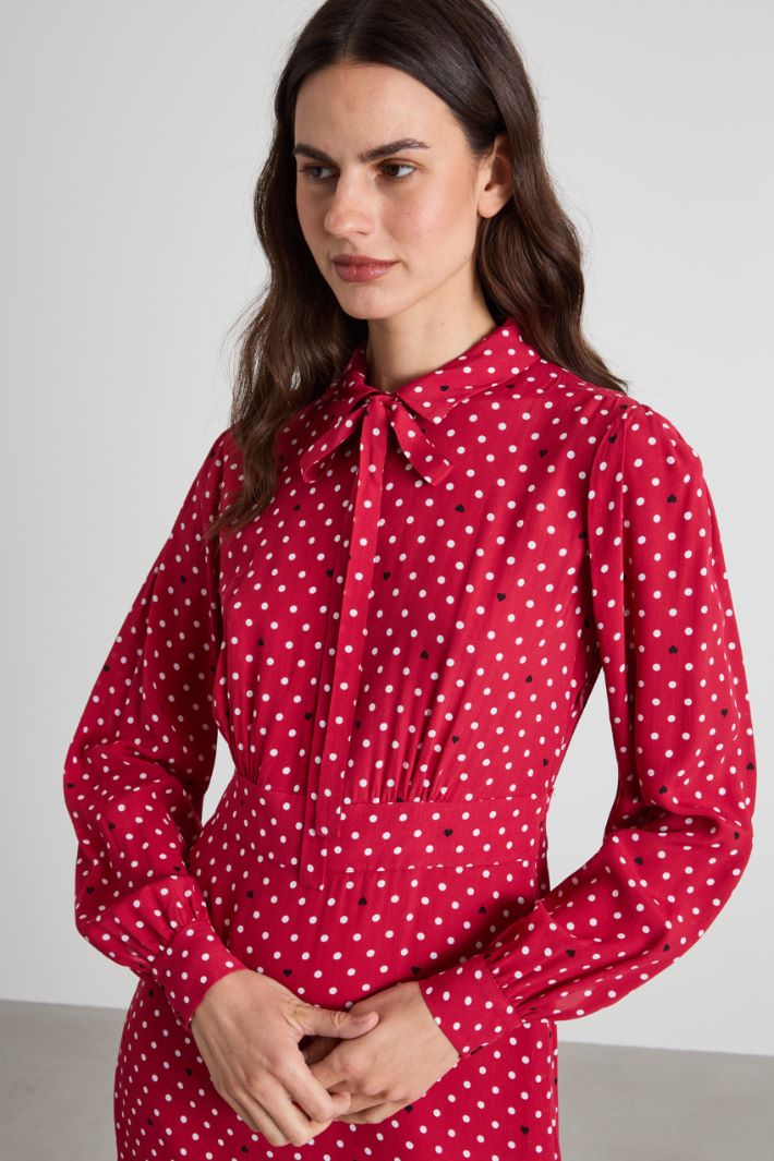 Patterned crepe de chine dress Intrend - 4
