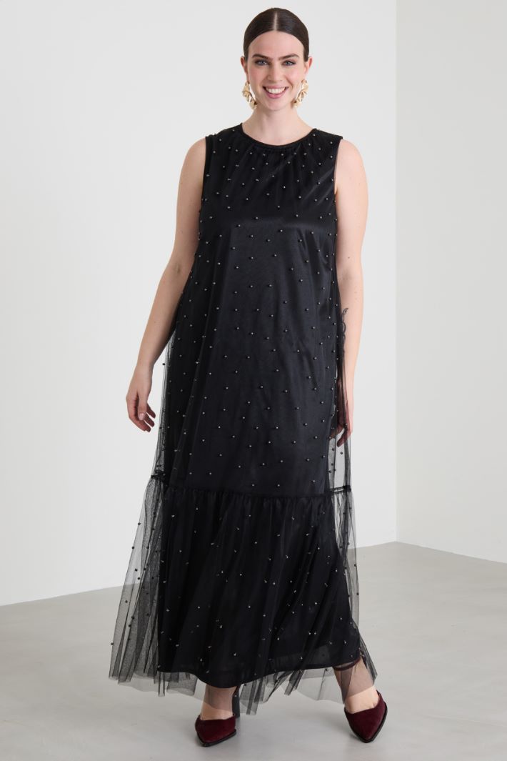 Vestido de tul con cuentas Intrend