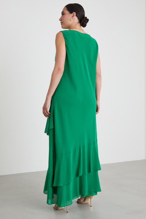 Abito lungo in georgette con balze