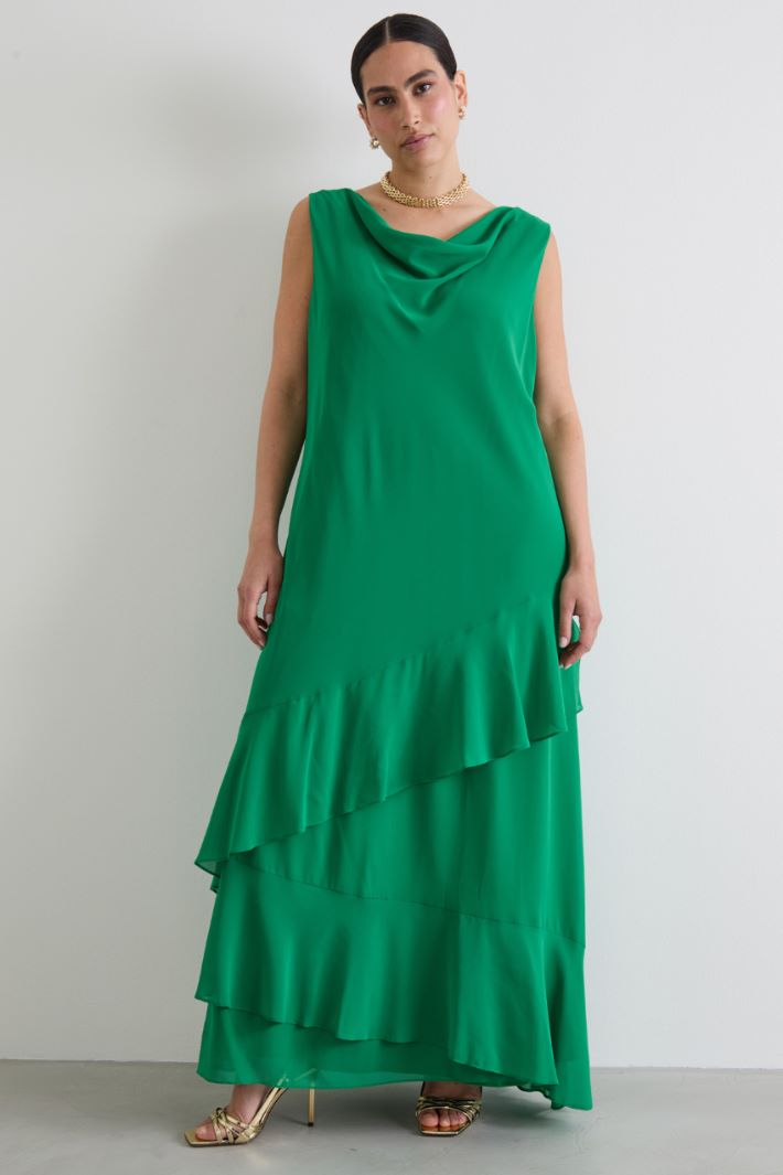 Long flounced georgette dress Intrend
