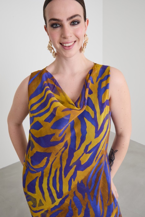 Abito lungo in georgette stampata