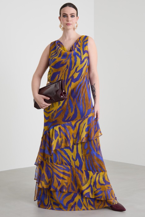Long printed georgette dress Intrend
