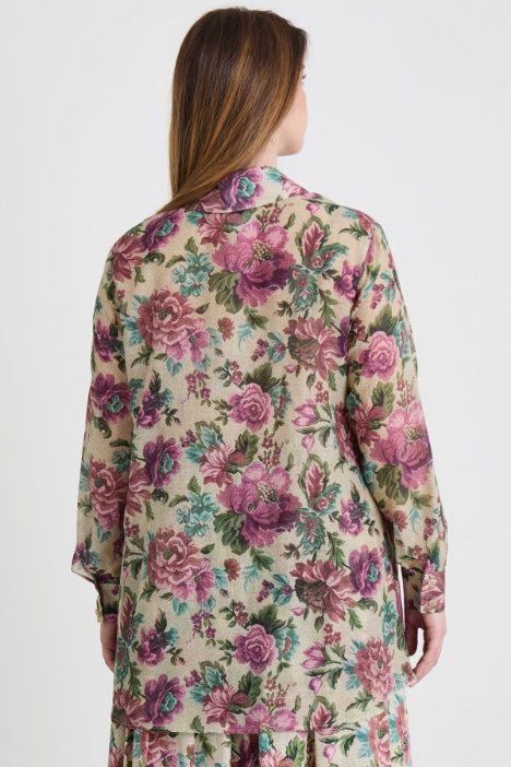 Camicia in voile di cotone e seta