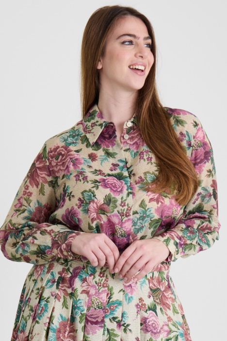 Camicia in voile di cotone e seta