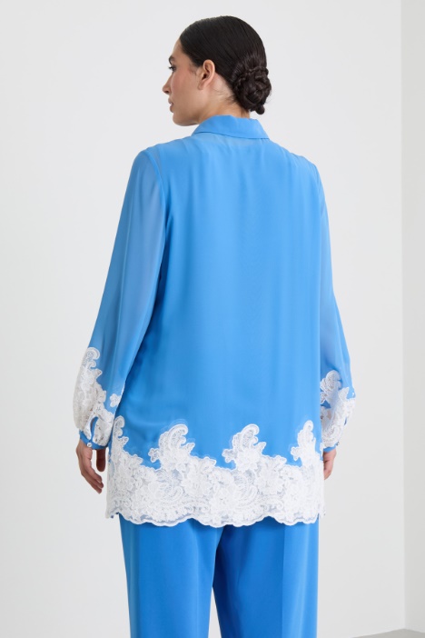 Camicia in georgette e pizzo